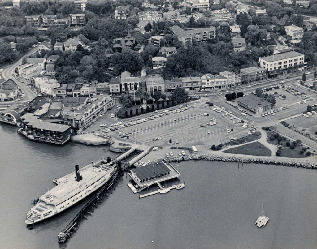 Image of the parking lot adjacent to the Sausalito ferry dock from Sausalito Historical Society