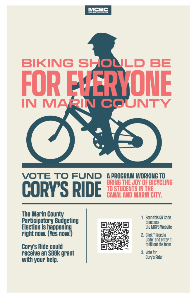 Vote to Fund Cory's Ride poster with QR code