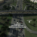 Aerial View of Proposed Tamalpais Drive overcrossing improvements over Highway 101 in Corte Madera