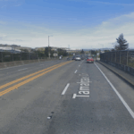 Streetview of existing Tamalpais Drive overcrossing above Highway 101 in Corte Madera