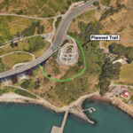 Aerial map of planned Vista Point trail linking Golden Gate Bridge overlook to Fort Baker