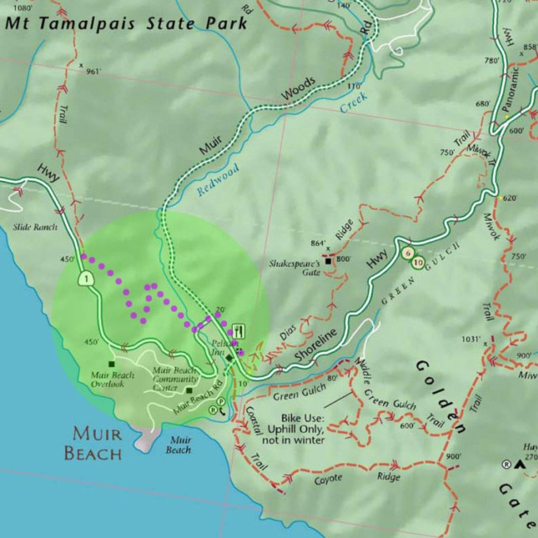 Map of proposed Dias Ridge trail phases as part of 3 Gaps initiative