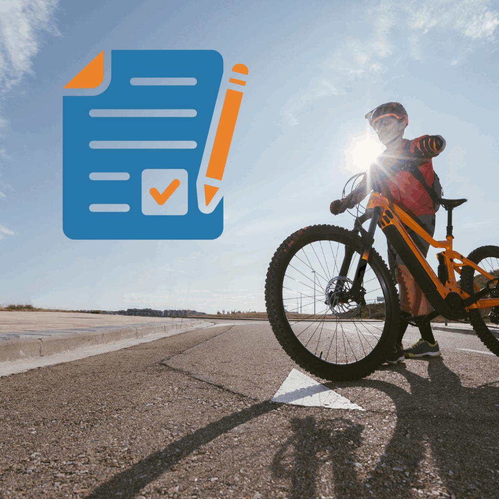 image of biker with sun in the background with form fill