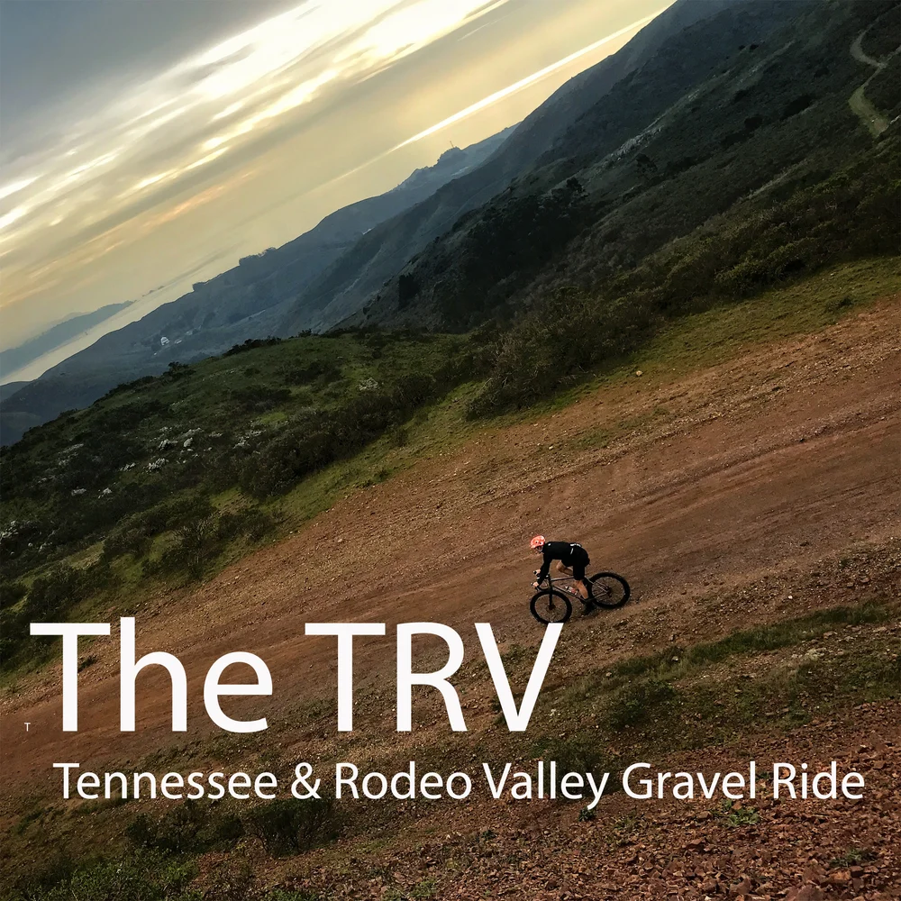 Tennessee Valley and Rodeo Valley Gravel Loop with image of a rider on gravel with fog in the distance